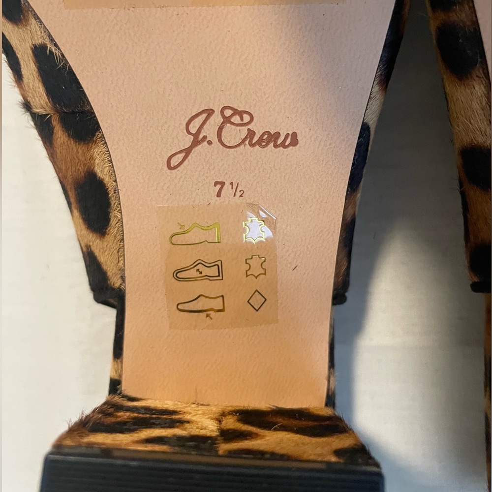 NWOT J. Crew Leopard Print Calf Hair Slingback Heels Size 7.5 - Picture 4 of 10